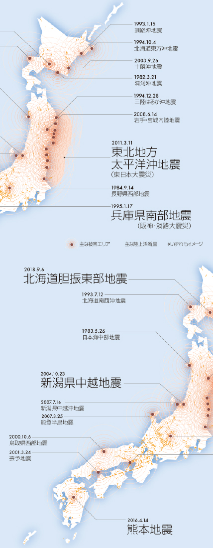 参考資料：建築基準法施行令改正（新耐震基準）以降の気象庁が名称を定めた地震より抜粋