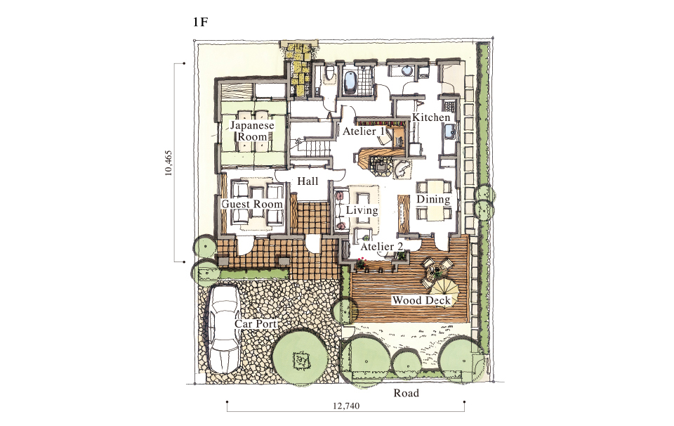 旧オークリープラン Proto plan 1F間取り図