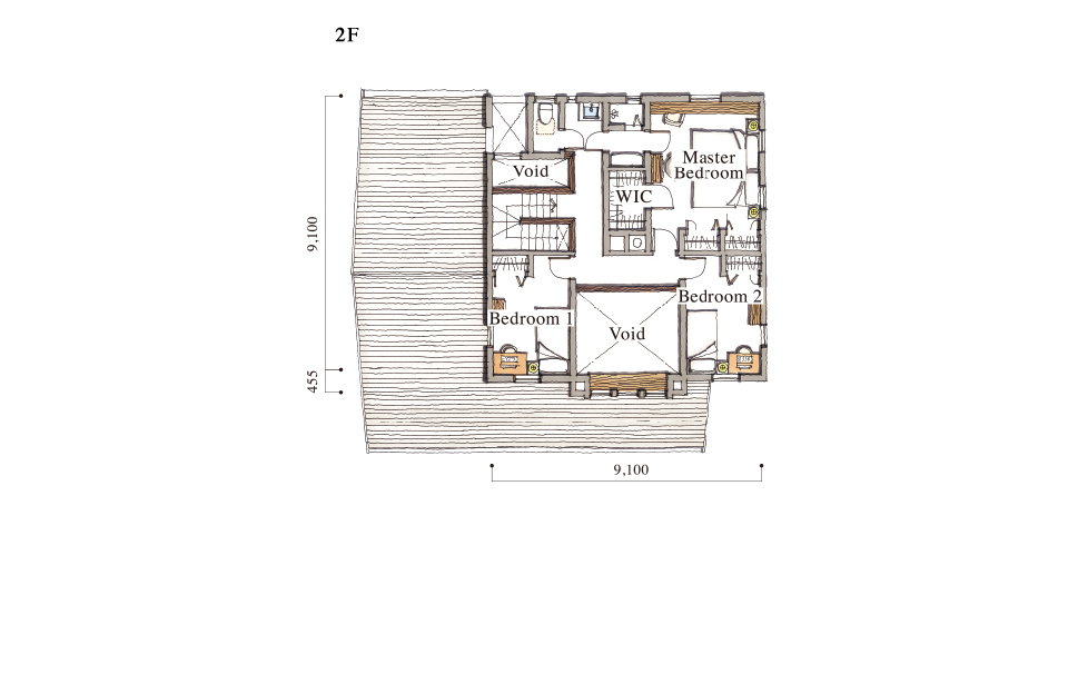 旧オークリープラン Proto plan 2F間取り図